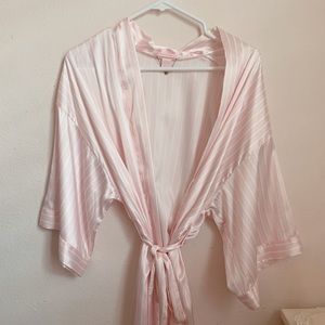VS Dream Angels Satin Robe Pink & White stripes SM
